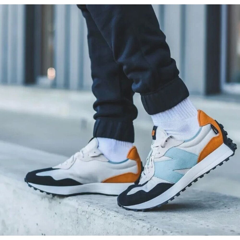 New Balance 327 Moonbeam Madras Orange Sneakers Mens' Size 11.5